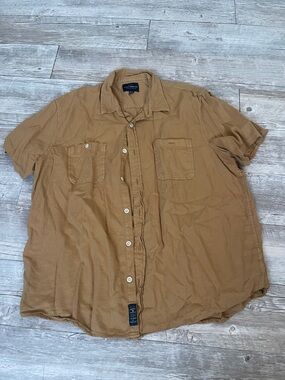 Casual Short-Sleeve Button-Up Shirt - Brown